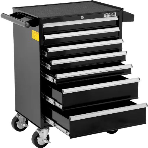 Global Industrial 26-3/8 x 18-1/8 x 37-13/16 7 Drawer Black Roller Tool Cabinet
